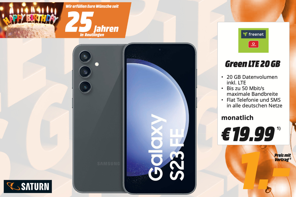 Samsung Galaxy S23 FE 5G für 1 Euro / 19,99 Euro im Monat.