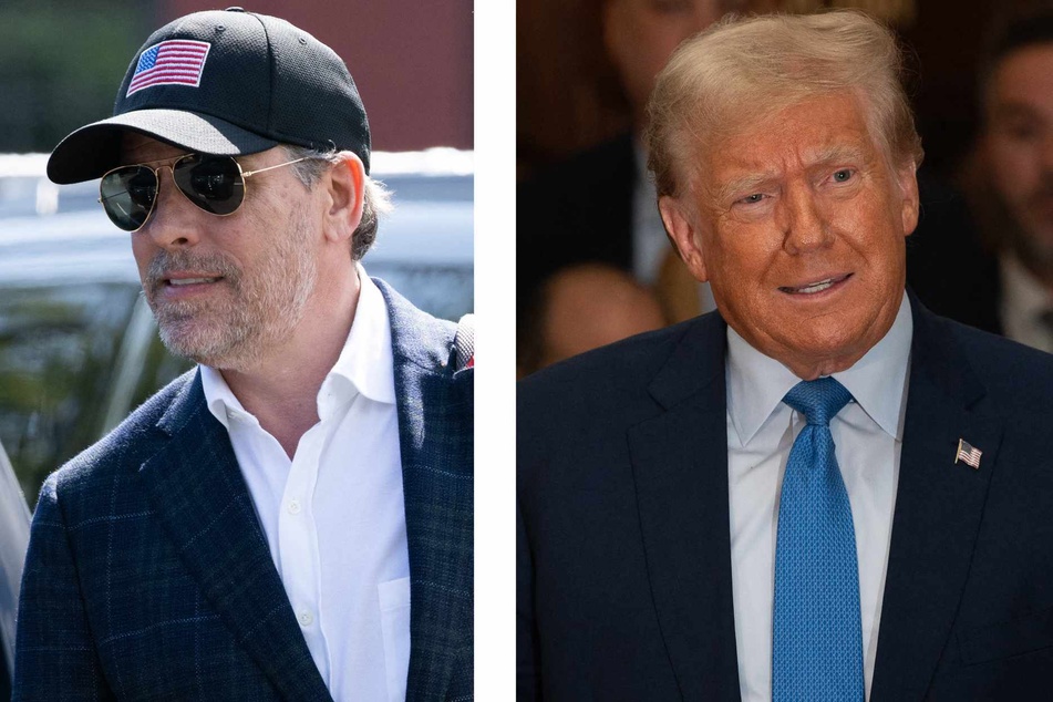 Hunter Biden (l.) asked a judge Wednesday to issue a subpoena to Donald Trump (r.), claiming an investigation that led to gun charges against him was politically motivated.