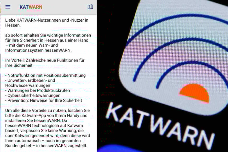 Die "Katwarn"-App muss für die Nutzung der "Hessenwarn"-App gelöscht werden.