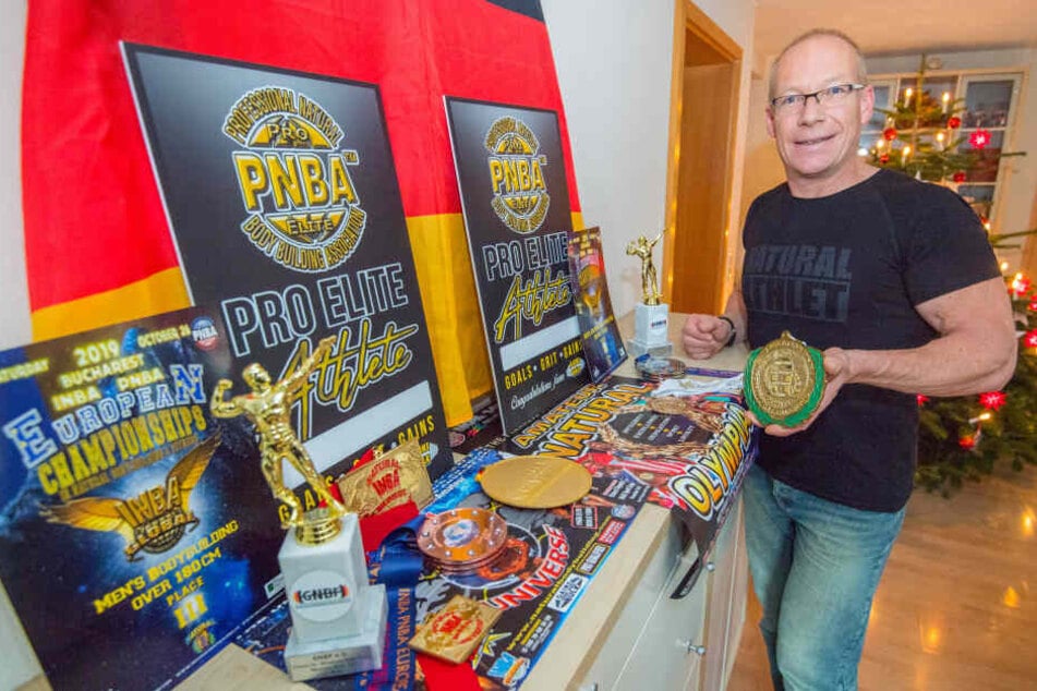 Jens Berthold (50) aus Neukirchen hat bereits zahlreiche Titel als Bodybuilder gewonnen.