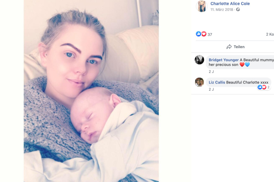 Charlotte kurz nach der Geburt ihres Sohnes im März 2018.