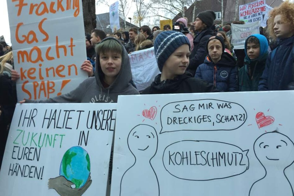 Schüler beim Freitags-Protest.