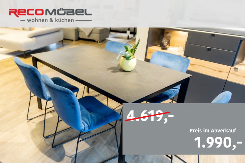 Die Calligaris Tischgruppe für 1.990 statt 4.619 Euro.