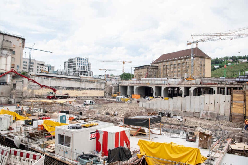 Eine Baustelle des riesigen Bauprojekts in Stuttgart.