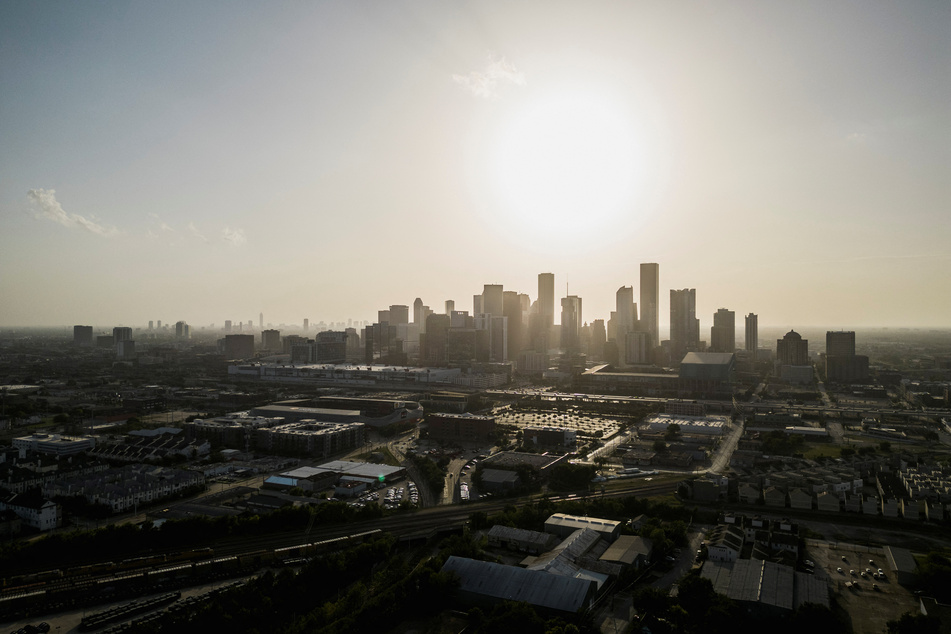 The skyline of downtown Houston is seen during excessive heat warnings for Southeast Texas.