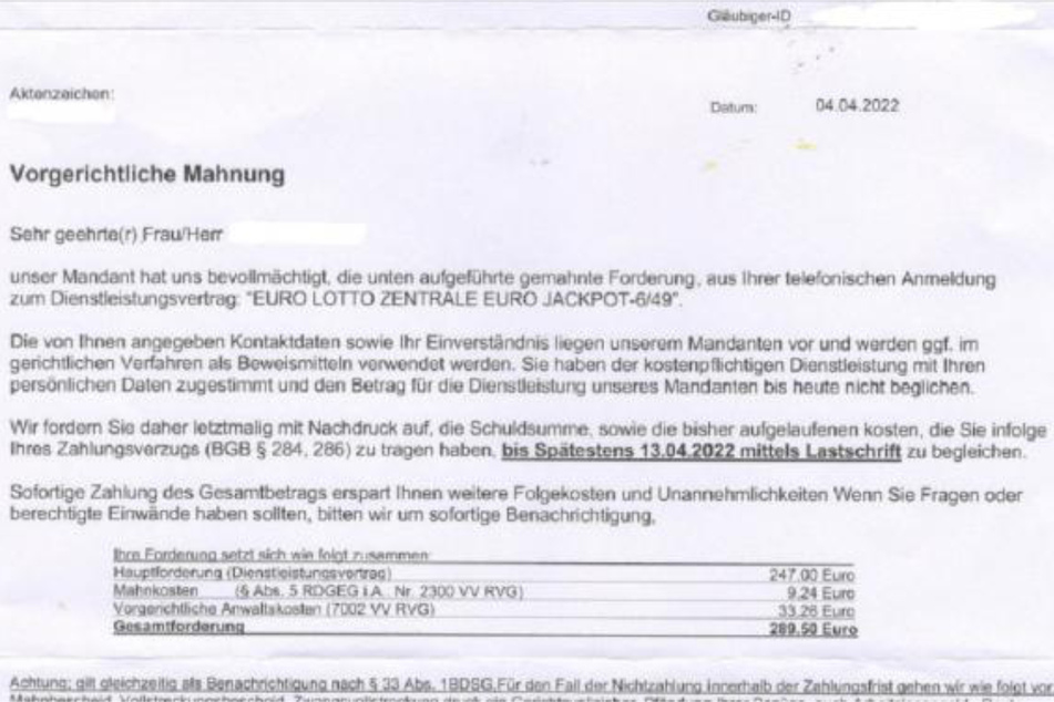 So sehen sie aus, die Forderungsschreiben, mit denen die Münchner Fake-Anwaltskanzlei derzeit Sachsens Verbraucher belästigt.