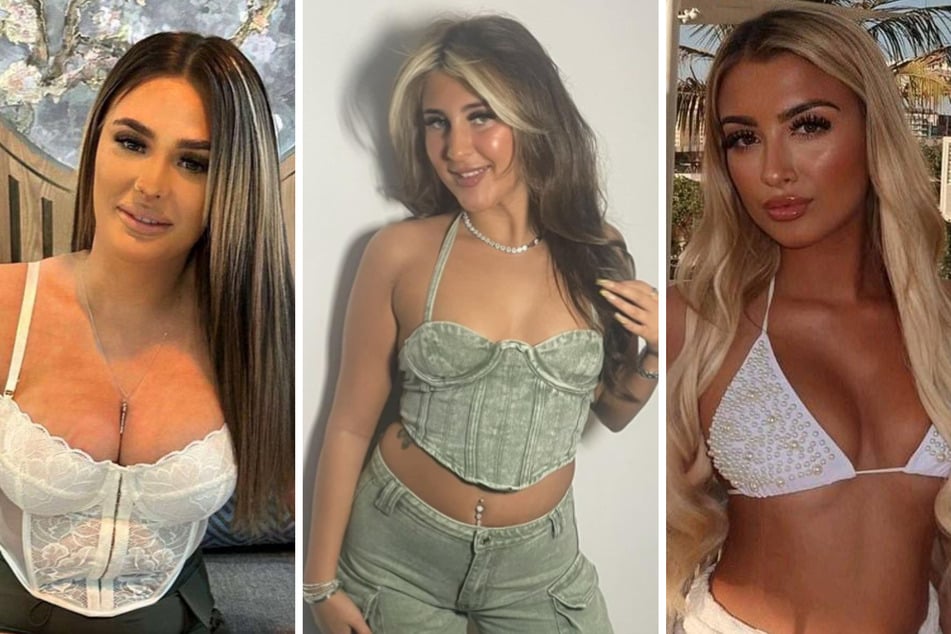 Charlotte May Lee (21, l), Bella May Culley (18) und Isabella Daggett (21, r) wurden an verschiedenen Flughäfen festgenommen.