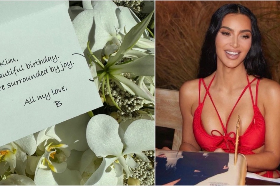 Kim Kardashian showed off the many birthday floral arrangements she's received from her family and friends.