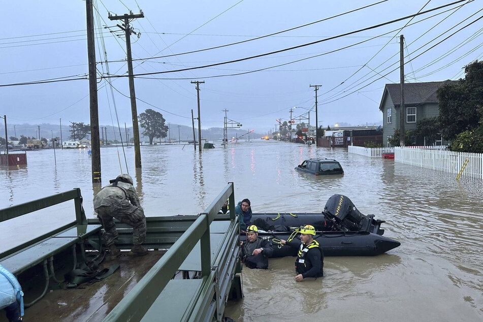 A levee failure on the Pajaro River in Monterey County overnight triggered massive flooding and prompted hundreds of evacuations and dozens of water rescues.