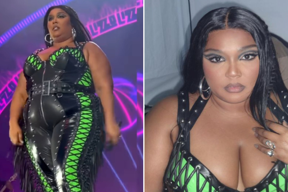 Lizzo wows social media with her "rock era loading" look.