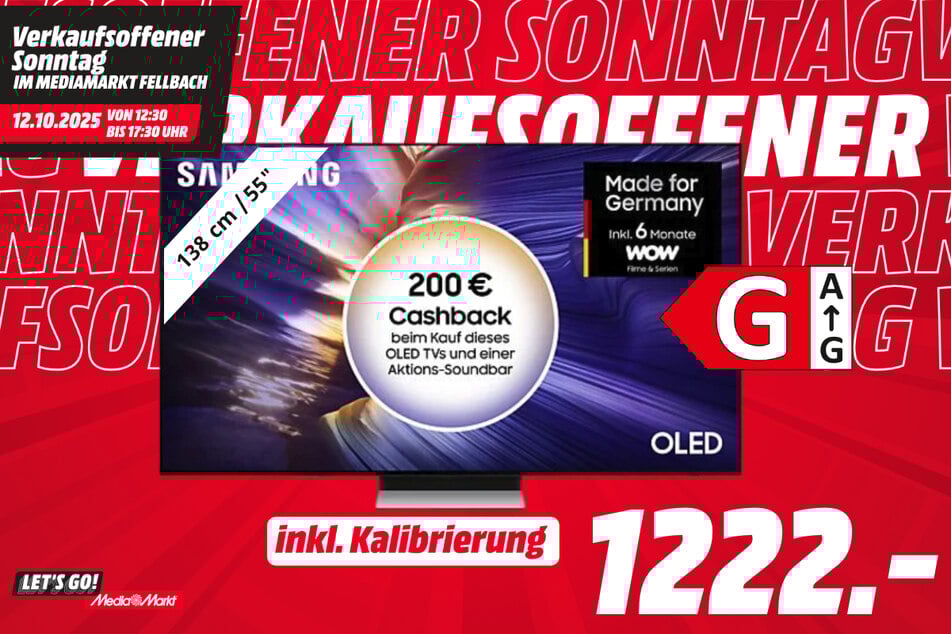 55-Zoll Samsung-Fernseher GQ55S90F für 1.222 Euro (inkl. Kalibrierung).