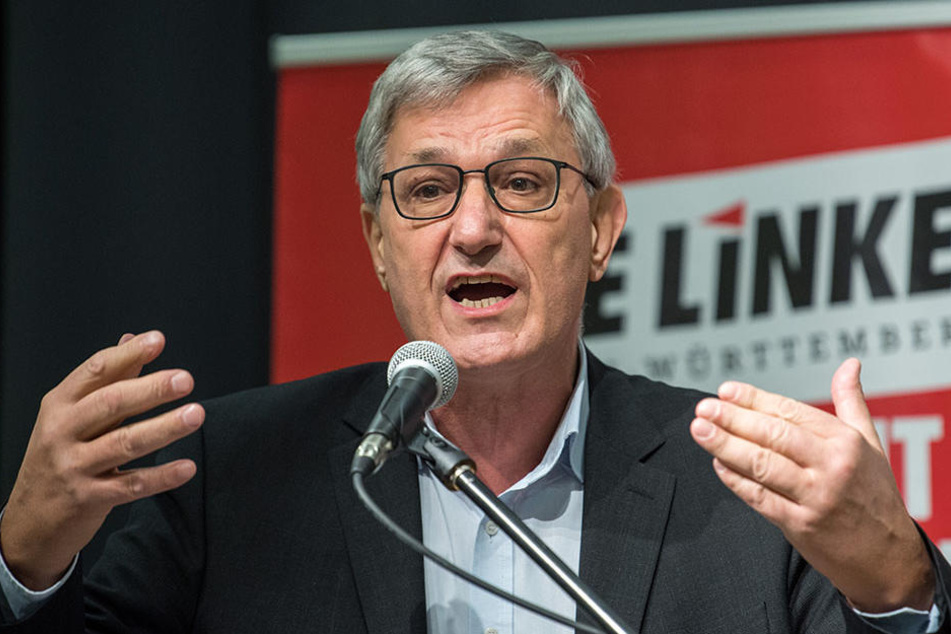 Linken-Parteichef Bernd Riexinger spricht auf dem Landesparteitag der Linken Baden-Württemberg in Stuttgart-Möhringen.