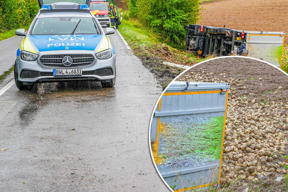 Rüben nach Lkw-Unfall zurück auf dem Acker