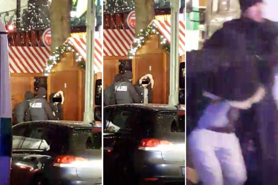 Die Polizei nahm diesen Mann am Breitscheidplatz fest. Ein Periscope-Nutzer filmte die Festnahme. Wer der Verdächtige ist, blieb unklar.