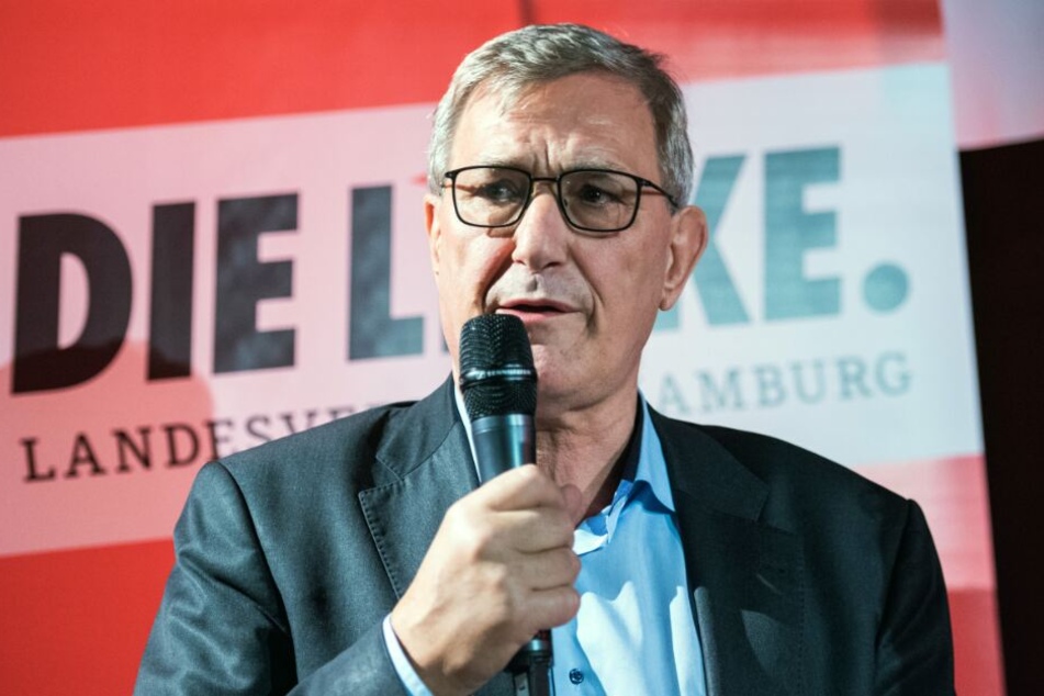 Bernd Riexinger, Bundesvorsitzender der Partei Die Linke, spricht bei einer Auftaktveranstaltung zur Hamburger Bürgerschaftswahl.