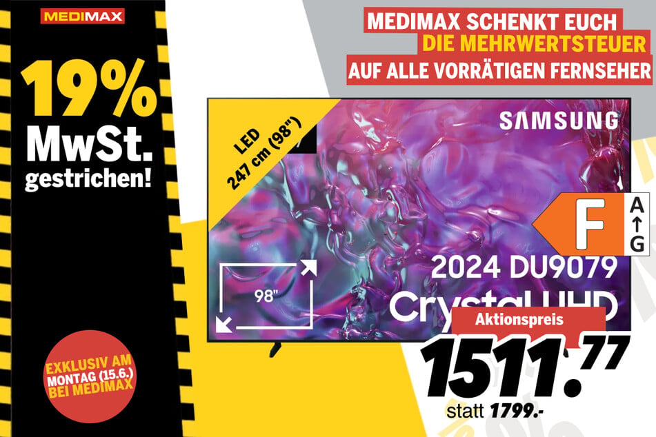 98-Zoll Samsung-Fernseher für 1.511,77 Euro.