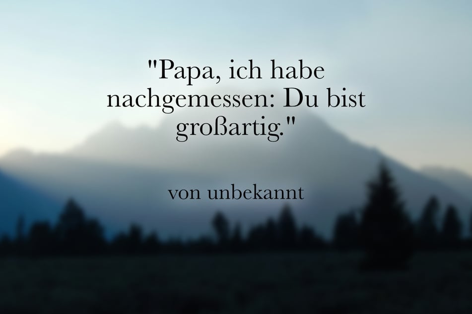 Ein witziger Vatertagsspruch ist: "Papa, ich habe nachgemessen: Du bist großartig."