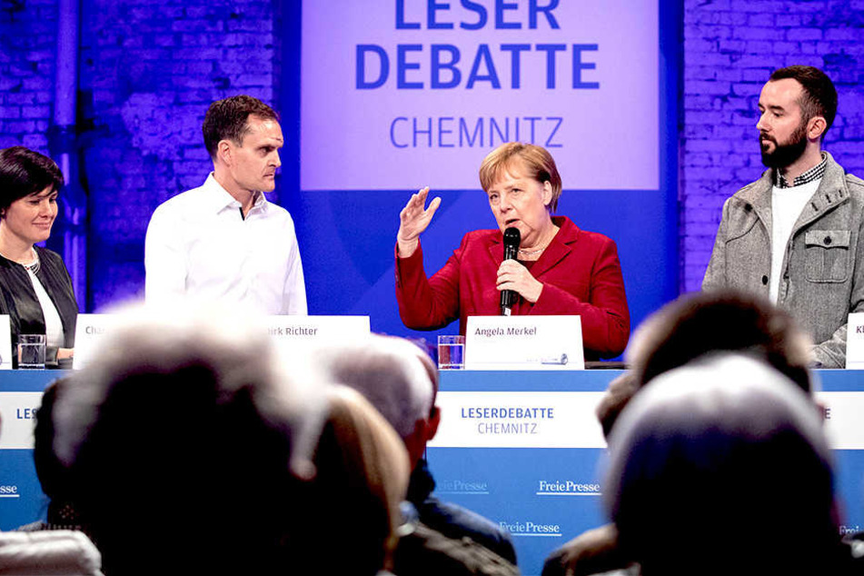 Die Kanzlerin musste sich bei der Leserdebatte in Chemnitz kritischen Nachfragen stellen.