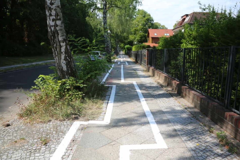 Dieser Zickzack-Radweg in Berlin-Zehlendorf sorgt derzeit für Spott.