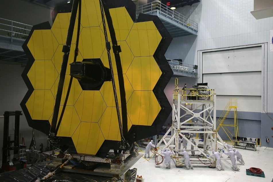 Engineers and technicians assemble the James Webb Space Telescope on November 2, 2016, at NASA's Goddard Space Flight Center in Greenbelt, Maryland.