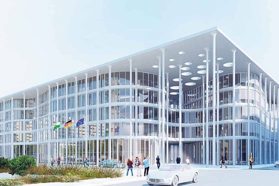 So futuristisch soll die neue SAB-Zentrale in der Leipziger City aussehen.
Kosten: mindestens 110 Millionen Euro.