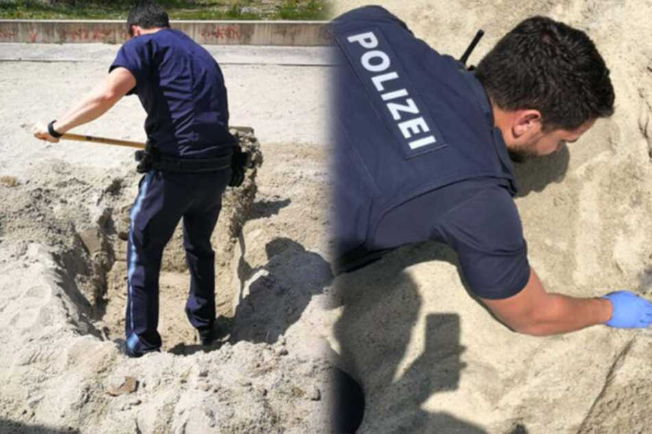 Die Polizisten absolvierten auf einem Spielplatz in München einen nicht allzu alltäglichen Einsatz.