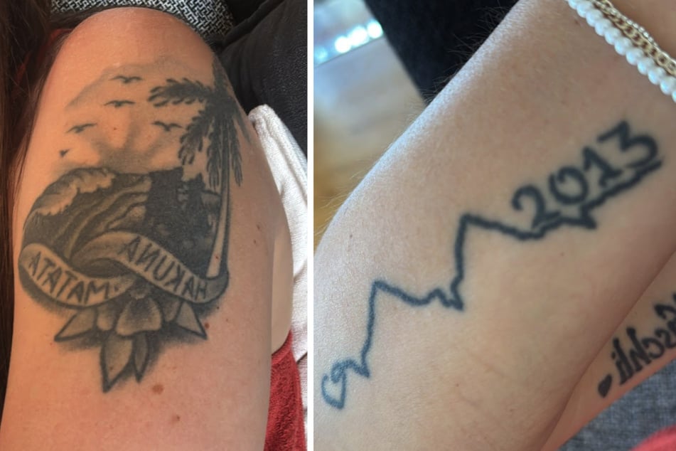 Das größte Motiv auf Anne Wünsches Haut ist ein "Hakuna Matata"-Tattoo mit zwei Chihuahuas.