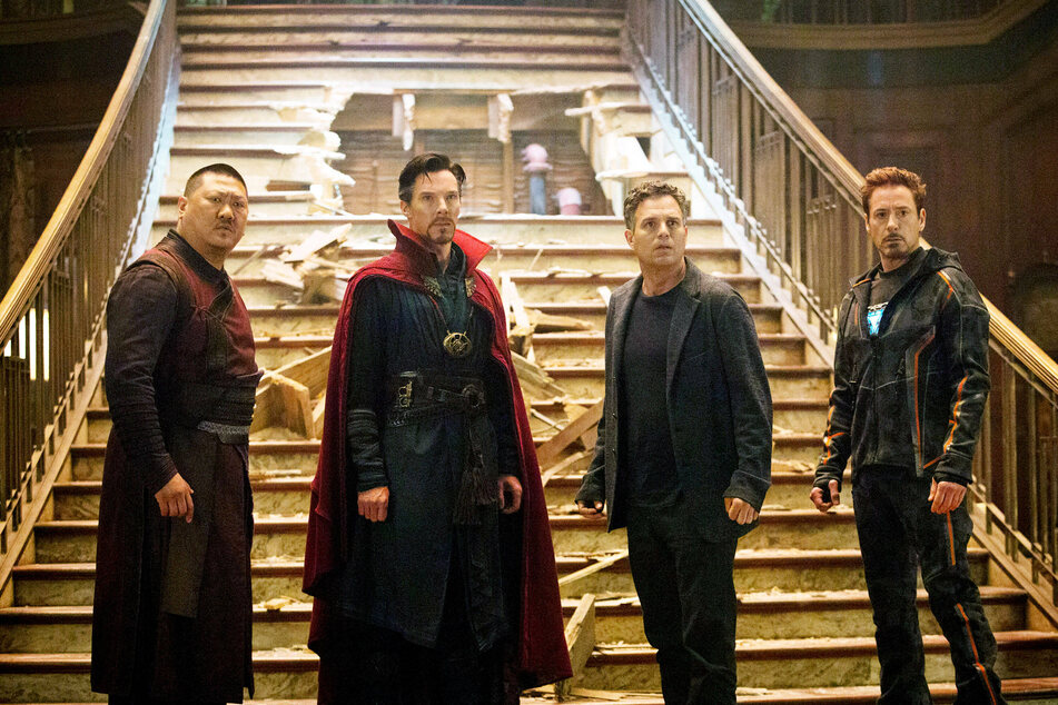(From l. to r.) Benedict Wong, Benedict Cumberbatch, Mark Ruffalo, and Robert Downey, Jr. in Avengers: Infinity War.