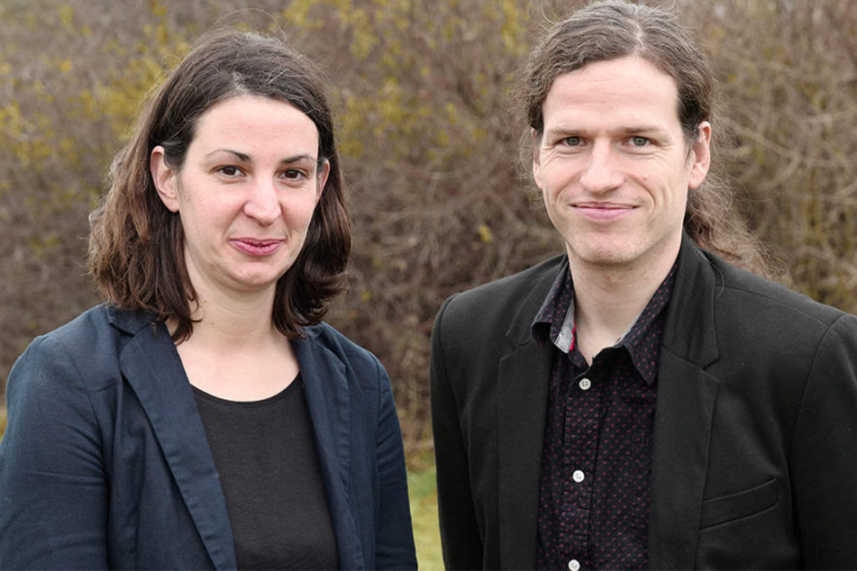 Der übrige Landesvorstand der sächsischen Grünen um Co-Chefin Christin Melcher (links) hat auf den Wirbel um die Hamburg-Reise von Jürgen Kasek (rechts) reagiert.