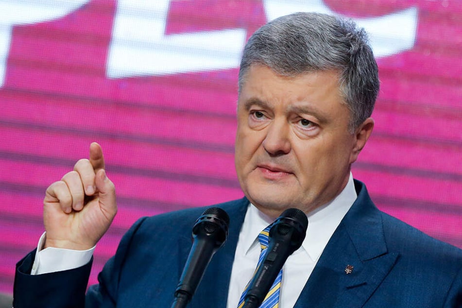 Petro Poroschenko, Präsident der Ukraine, spricht vor seinen Anhängern in seinem Hauptquartier nach der zweiten Runde der Präsidentschaftswahlen.