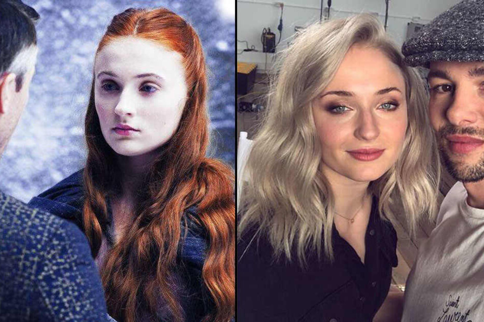 Sophie Turner noch mit roten Haaren (links) und nun mit komplett neuem Look (rechts).
