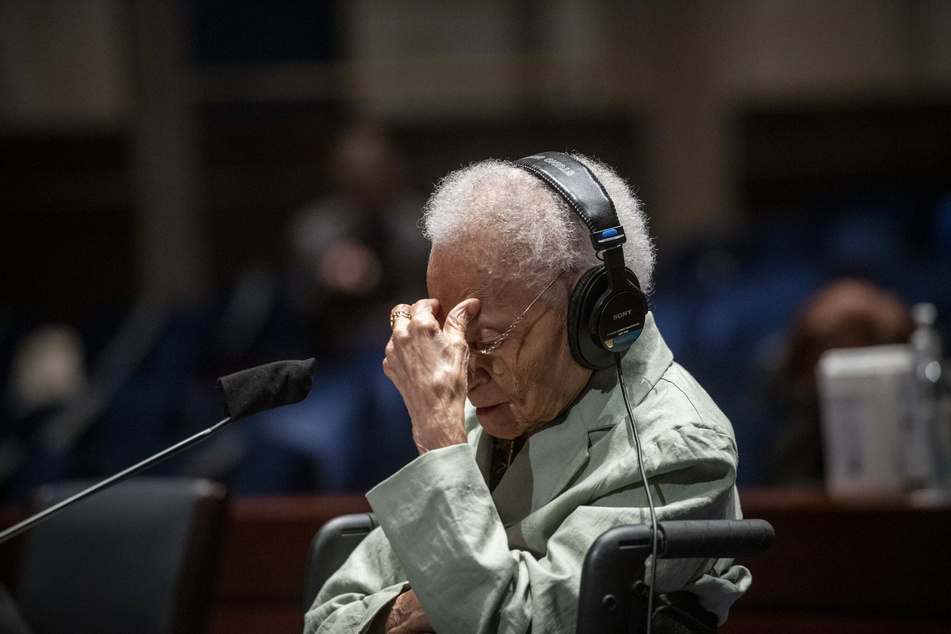 Viola Ford Fletcher (107) listens as her brother, Hughes Van Ellis (101), gives his testimony on the Tulsa Race Massacre before the House Judiciary Committee in May 2021.