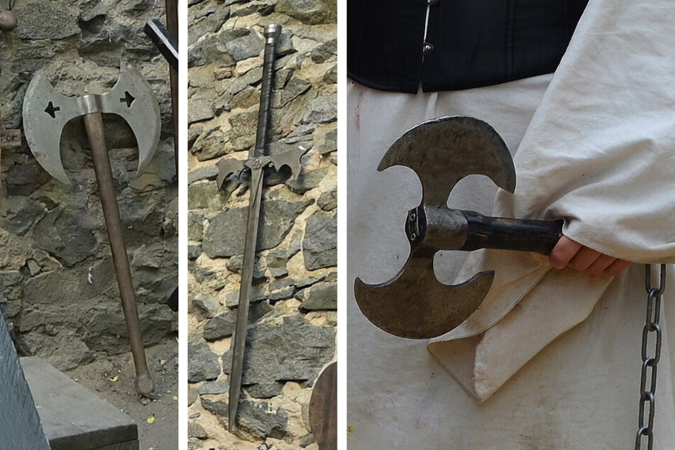 Unter anderem diese mittelalterlichen Waffen wurden aus dem Turm der Burg Frankenstein geklaut.