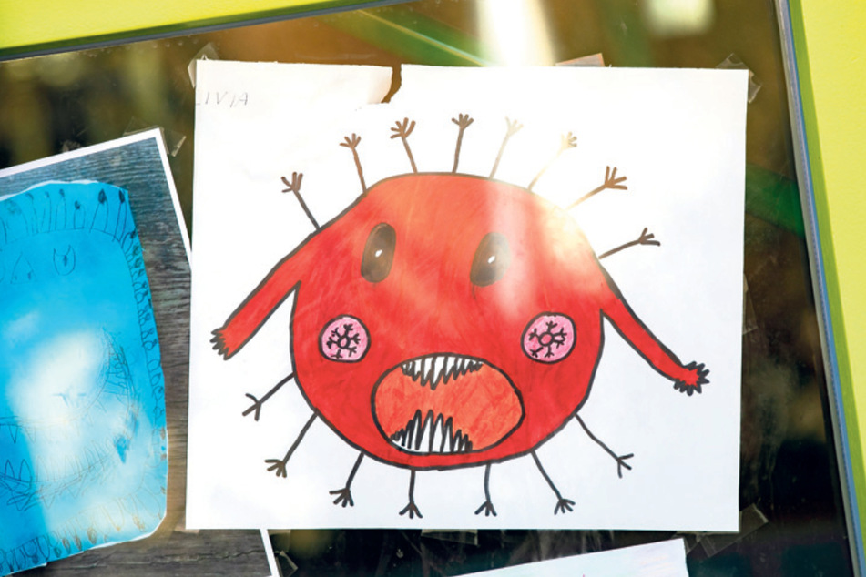 Das Coronavirus, gezeichnet von einem Kind des Ullersdorfer Kinderhauses.