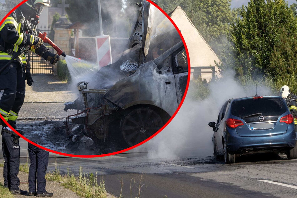 Fahrerin kann sich gerade noch retten: Opel fängt während der Fahrt Feuer