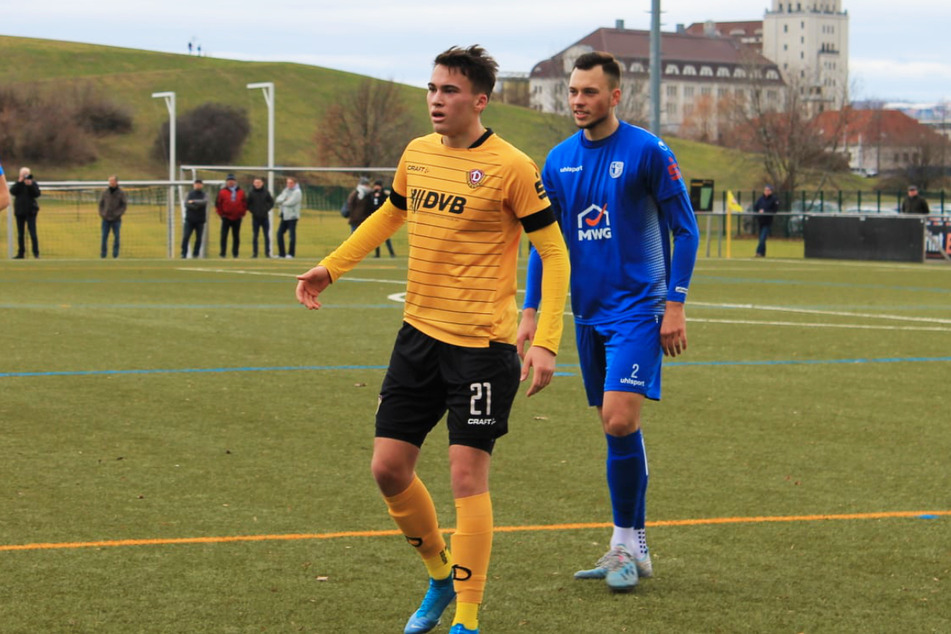 Simon Gollnack (v.) spielte mit Dynamo Dresdens U19 auch gegen die A-Junioren des 1. FC Magdeburg, kennt die Elbestädter und viele ihrer Talente daher gut.