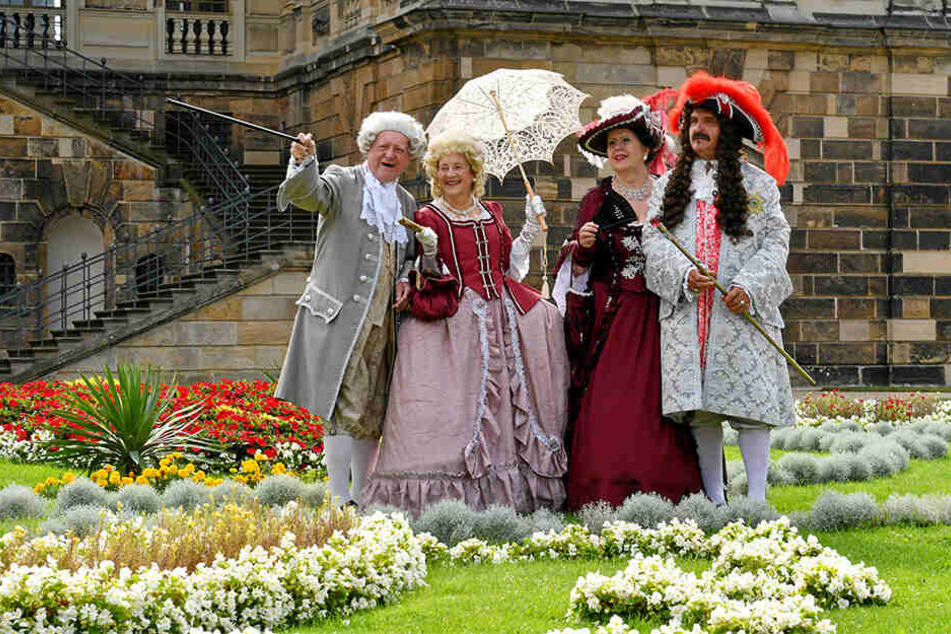 Ähnlich wie die Schauspieler vom Verein "Barock in Dresden" und der Barockbühne Dresden flanierten vermutlich auch die Gäste des Venusfestes durch den Großen Garten.