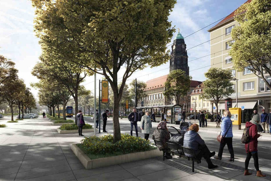So soll der Promenadenring am Pirnaischen Platz zukünftig aussehen.