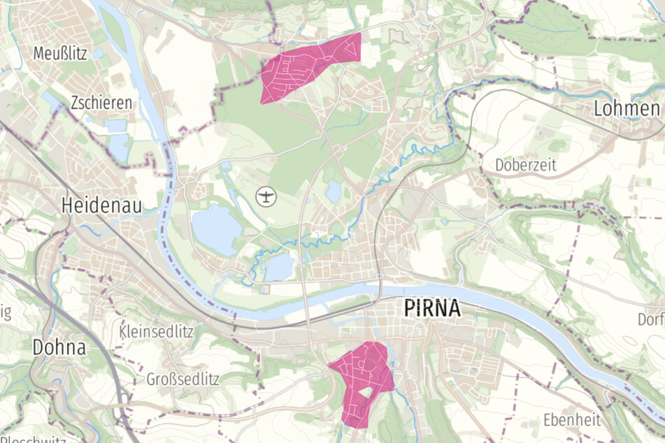 Glasfaser-Ausbaugebiete der Telekom in Pirna.