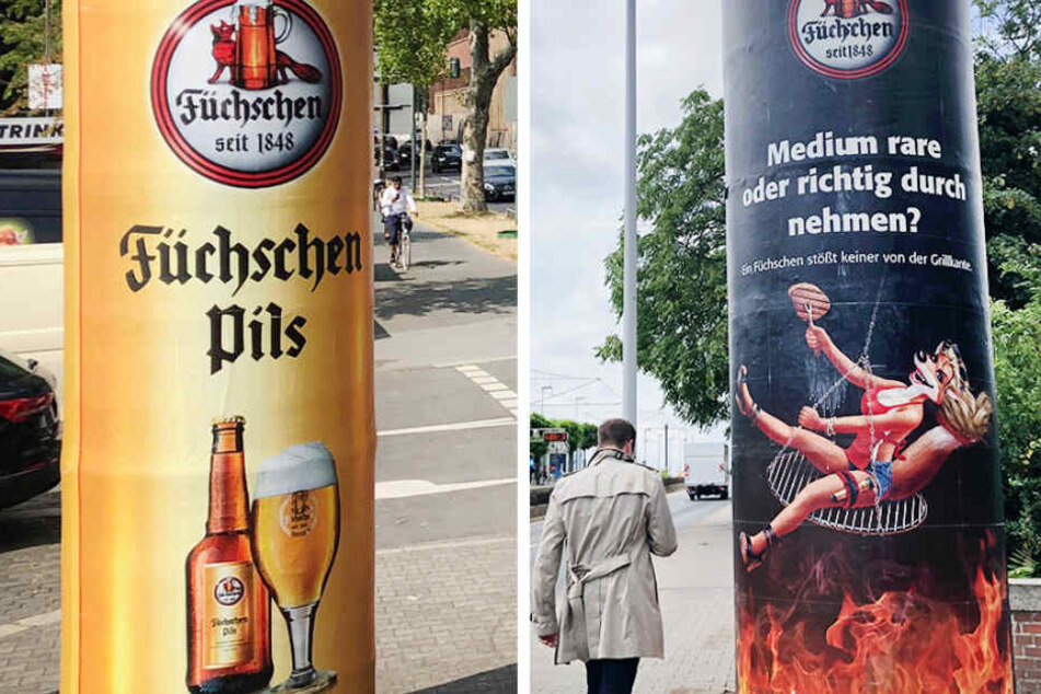 Die Düsseldorfer Brauerei "Füchschen" hat begonnen, ihre unter Sexismusverdacht geratenen Werbeplakate auszutauschen.