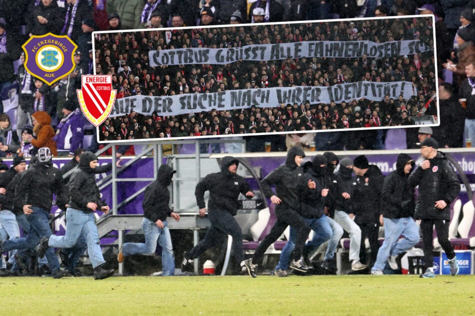 Ost-Derby eskaliert: Energie-Fans provozieren, Aue-Chaoten stürmen den Platz