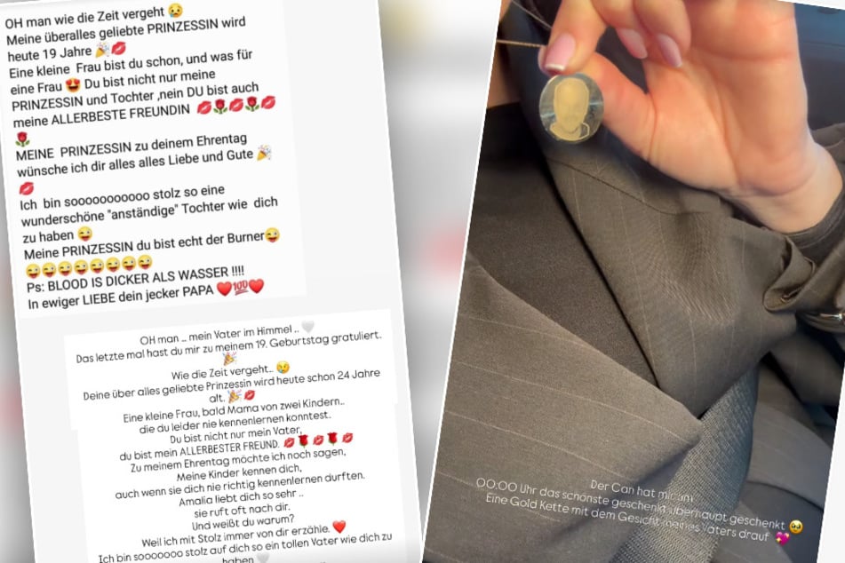 Mit diesen Worten denkt Alessia Herren via Instagram an den letzten Geburtstagsgruß von Papa Willi (†) - von Ehemann Can gab es als Geschenk eine Goldkette mit Willis Konterfei.