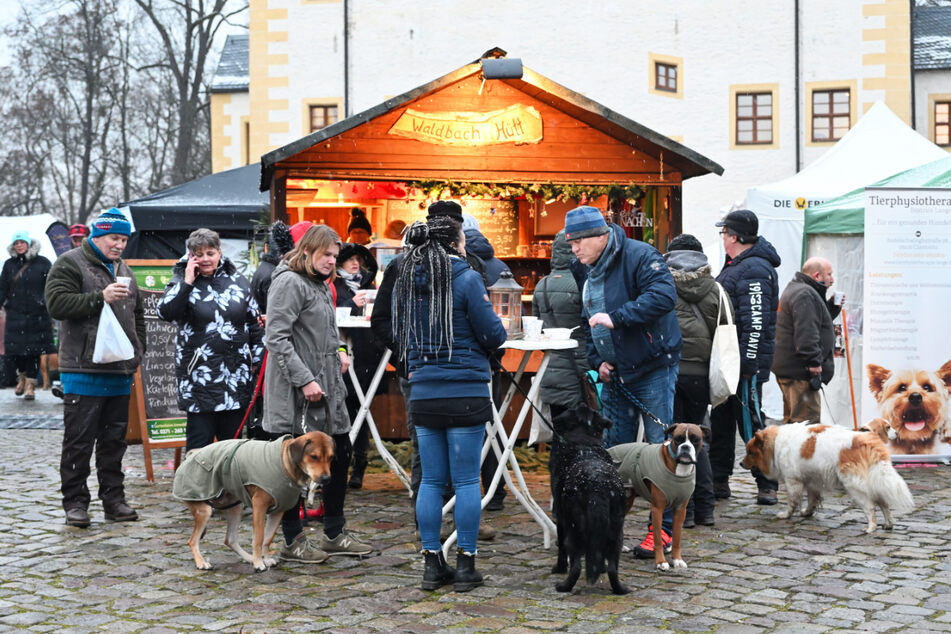 Treffpunkt für Zwei- und Vierbeiner: Der Hundeweihnachtsmarkt am Wasserschloss Klaffenbach.