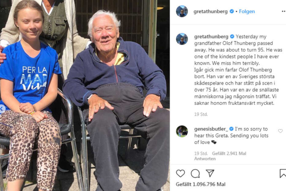 Mit bewegenden Worten verabschiedete sich Greta Thunberg von ihrem Opa.
