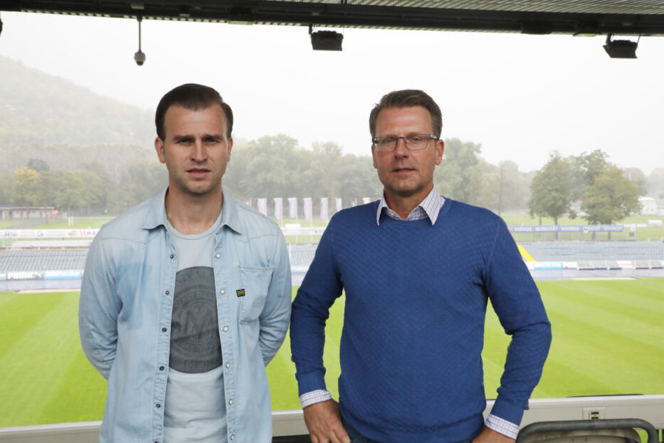 Schmitt hatte Rene Klingbeil (li.) als seinen Co-Trainer mit nach Jena gebracht.