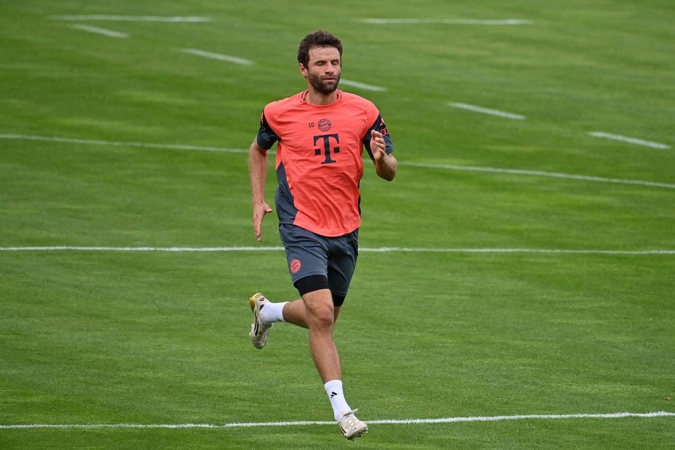 Thomas Müller (35) trainierte am Dienstag an der Säbener Straße in München.