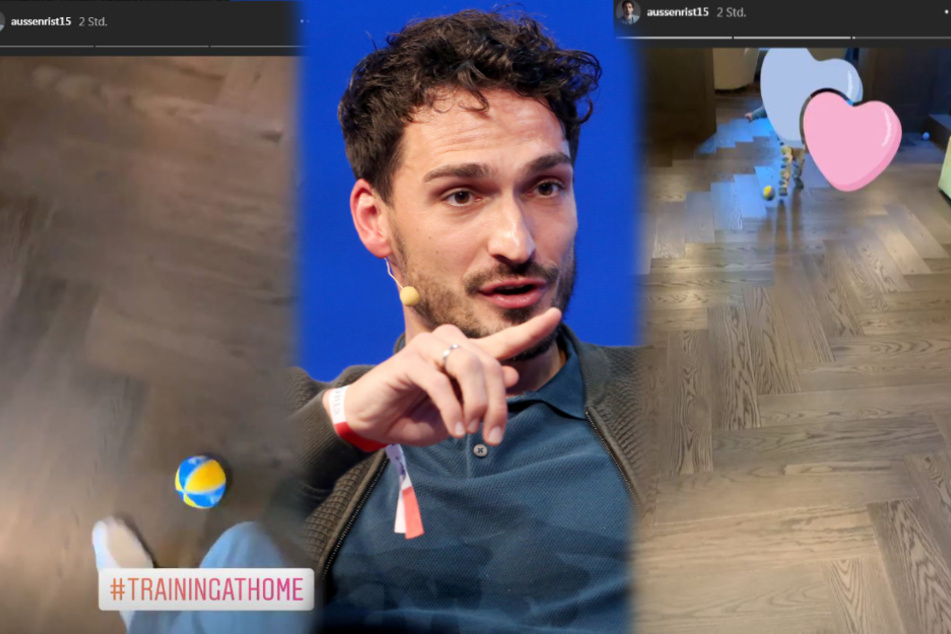 Mats Hummels trainiert zu Hause mit Sohn Ludwig.