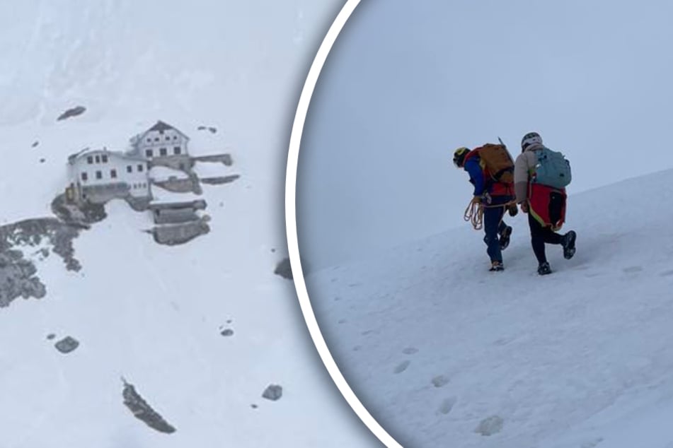 Zwei Einsatzkräfte der Bergwacht retteten die beiden Männer, die auf Höhe der Knorrhütte feststeckten.