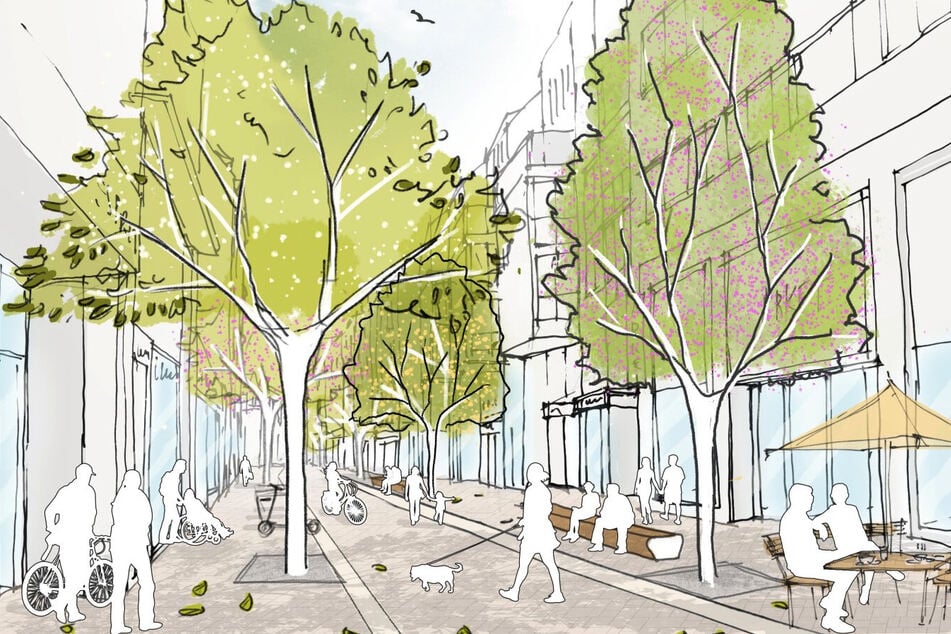 Eine Visualisierung, wie die Ehrenstraße in Zukunft aussehen soll.