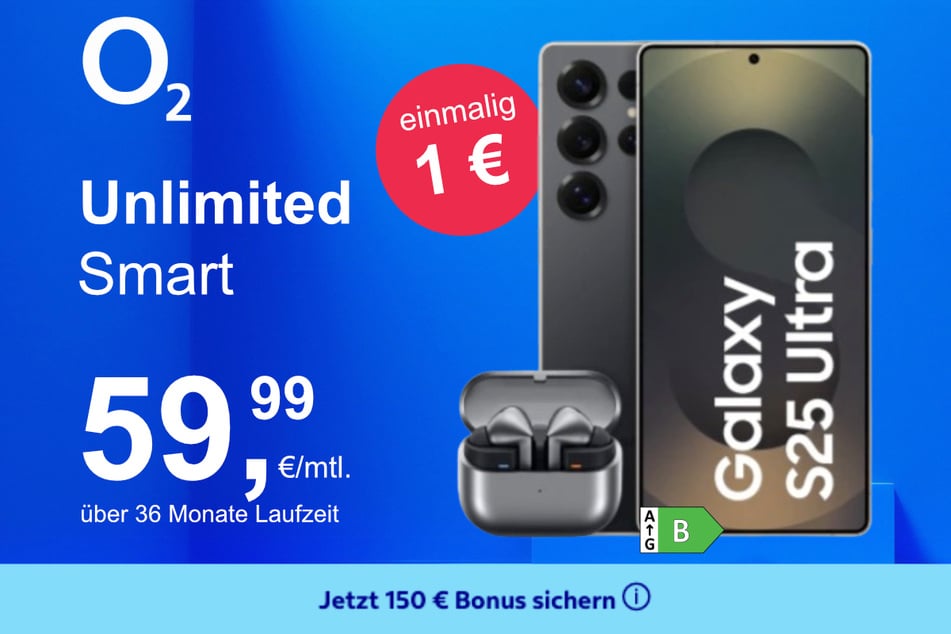 Das Samsung Galaxy S25 Ultra + Buds 3 Pro im o2 Mobile Unlimited Smart für einmalig 1 Euro.